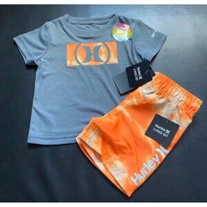 NWT Hurley Rash Guard & Board Shorts Swim Set Baby Boys Size 12M